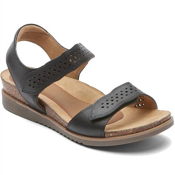 NEW COBB HILL women's may wave strap sandal - extra wide width in black - Picture 1 of 4